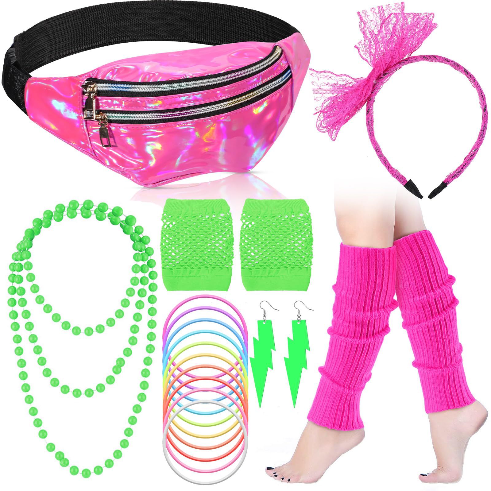 Women'S Accessories In The 80S - 80s อุปกรณ์เสริมเครื่องแต่งกายผู้หญิงที่อุ่นขาลูกไม้ที่คาดผมต่างหูถุงมือสร้อยคอสร้อยข้อมือฮาโลวีนชุดคอสเพลย์