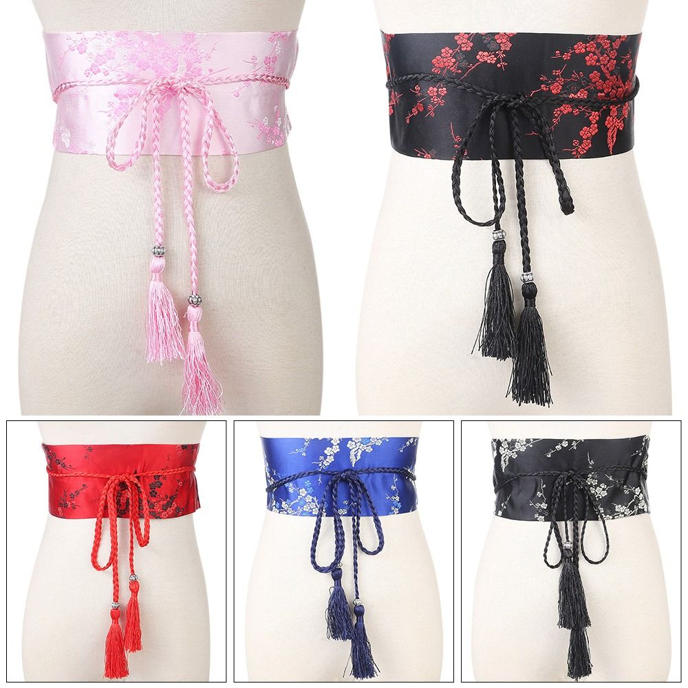Women'S Kimono Accessories - ญี่ปุ่นกว้างรัดตัว Cummerbunds Kimono Bowknot เข็มขัดผู้หญิงวินเทจดอกไม้พิมพ์ Tie