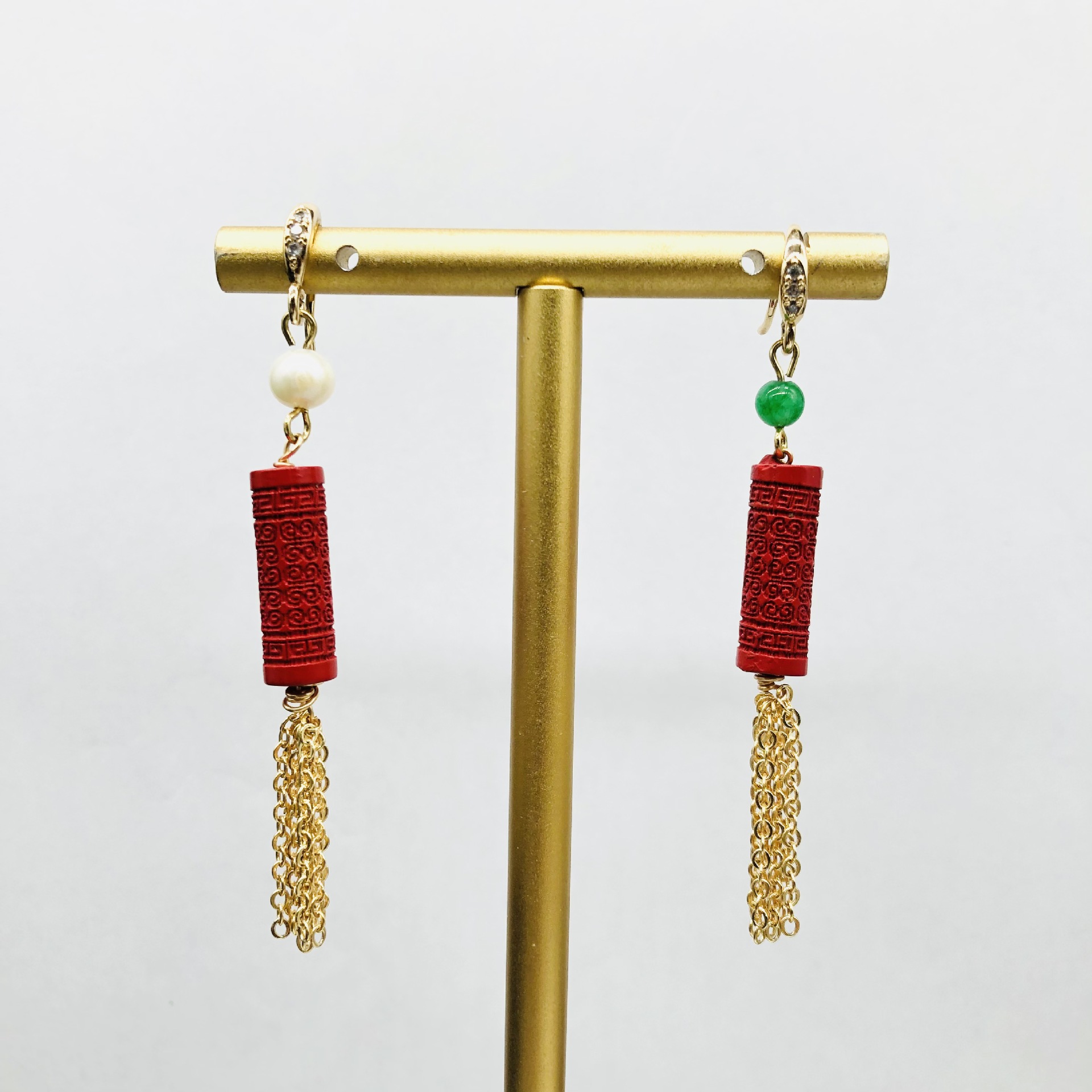 Women'S Accessories Manufacturers - ต่างหูประดับพู่สีแดงแดงอมน้ำตาลสไตล์จีนโบราณแบบใหม่ ต่างหูสำหรับงานหมั้น งานเลี้ยง ผู้หญิงใส่คู่กับชุดกี่เพ้า ผลิตโดยผู้ผลิตเครื่องประดับ