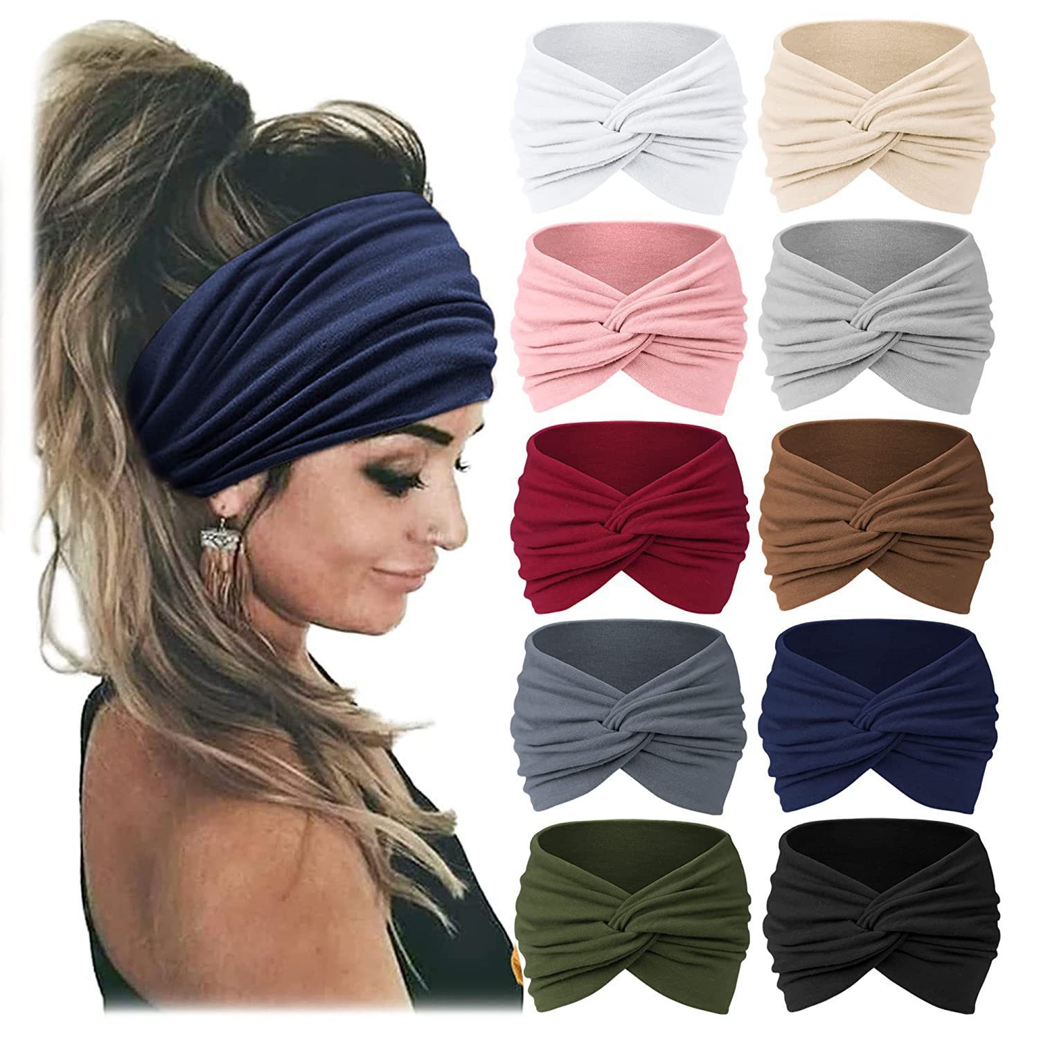 Women'S Exercise Accessories - ที่คาดผมยางยืดแบบกว้างสำหรับผู้หญิง, ที่คาดผมกันลื่น, เหมาะสำหรับแฟชั่น, ล้างหน้า, ออกกำลังกาย, โยคะ