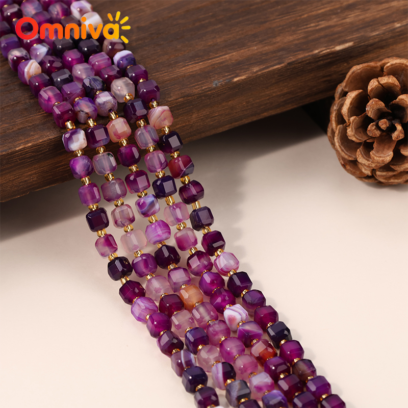 Women Accessories In Wholesale - หินอาเกตสีม่วงธรรมชาติ ลูกปัดเจียระไนทำมือ DIY เครื่องประดับผู้หญิง สร้อยข้อมือเสน่ห์ สำหรับทำสร้อยข้อมือ