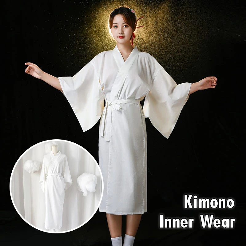Women'S Kimono Accessories - ชุดกิโมโนญี่ปุ่นแบบดั้งเดิมสีขาวพร้อมเสื้อคลุมเข็มขัดแขนยาวชุดนอนซับยูกาตะสําหรับวันหยุดสปาโรงพยาบาลส่งและยิม