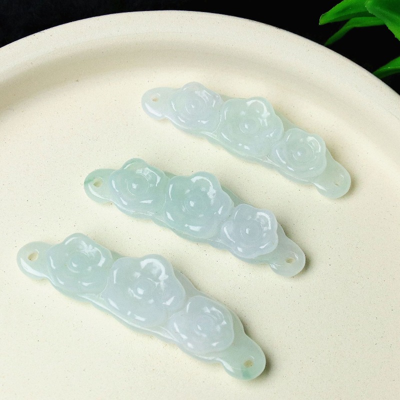 Women Accessories Gift - 1 ชิ้น จี้หยกธรรมชาติรูปดอกไม้ อุปกรณ์ DIY เครื่องประดับหรูหรา
