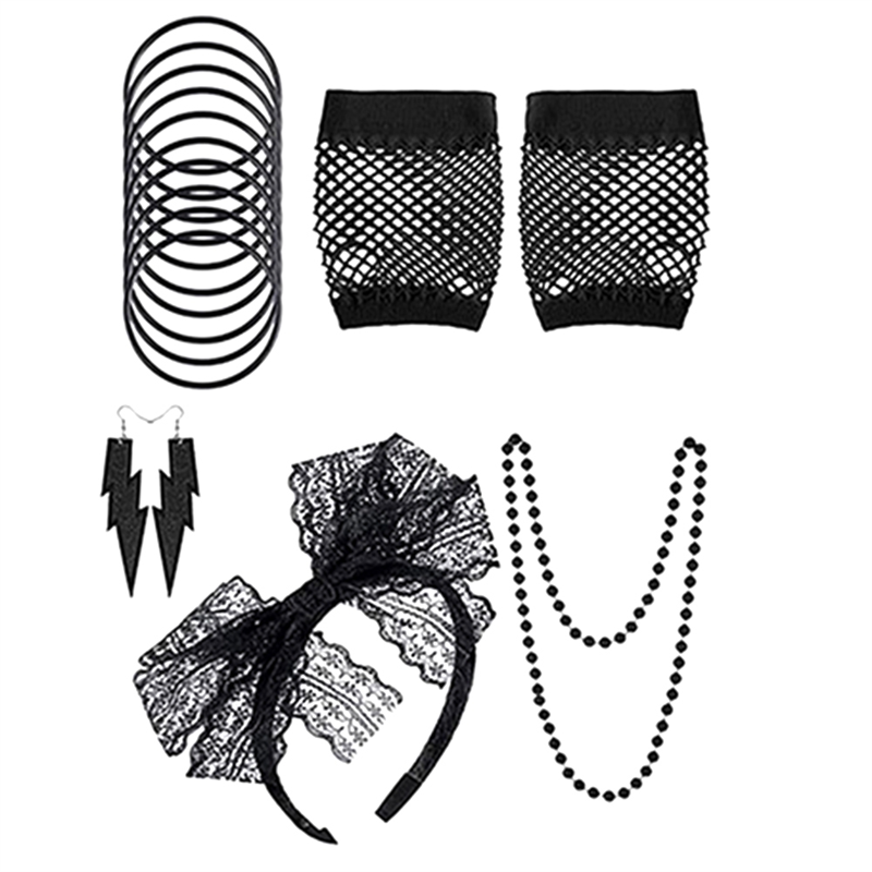 Women'S Accessories In The 80S - ชุดแฟนซีสไตล์คลาสสิกยุค 80 สำหรับผู้หญิง - ชุดปาร์ตี้สไตล์เรโทร พร้อมที่คาดผมลูกไม้