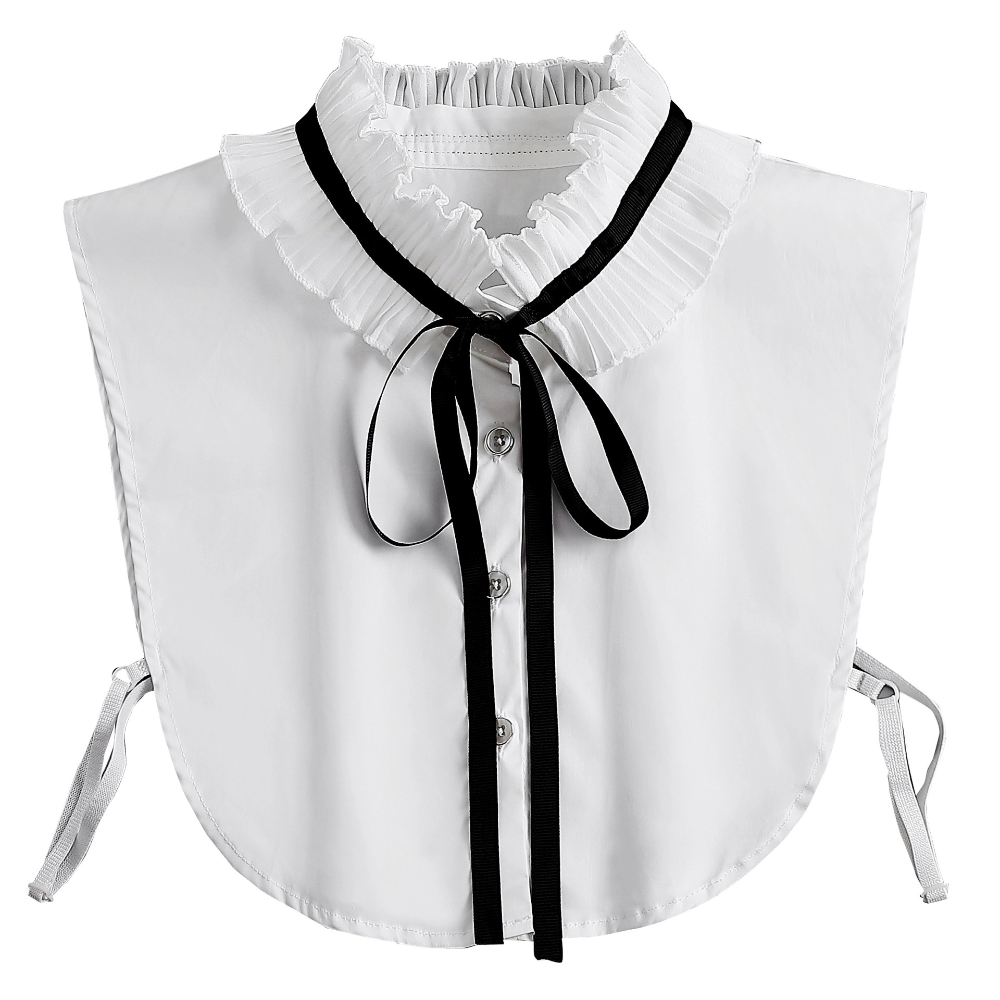 Women'S Accessories Manufacturers - เกาหลีออร์แกนหญิงลูกไม้จีบStand-Up Collar Bow Lace-Upเสื้อปลอมอุปกรณ์เสริมผู้ผลิตขายส่ง