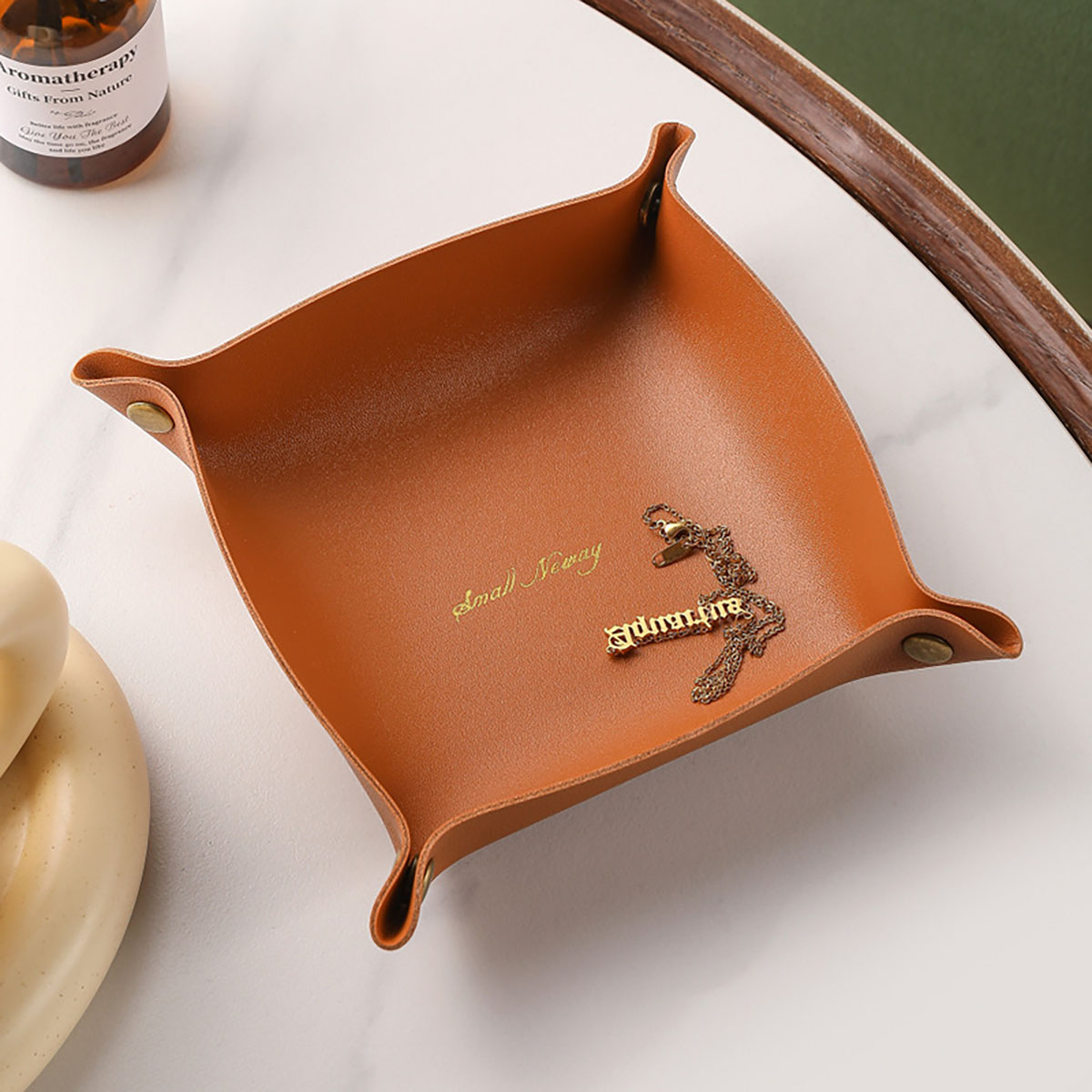 สไตล์นอร์ดิกหนังถาด Desktop Or - Women Accessories Organizer บทวิจารณ์และราคา