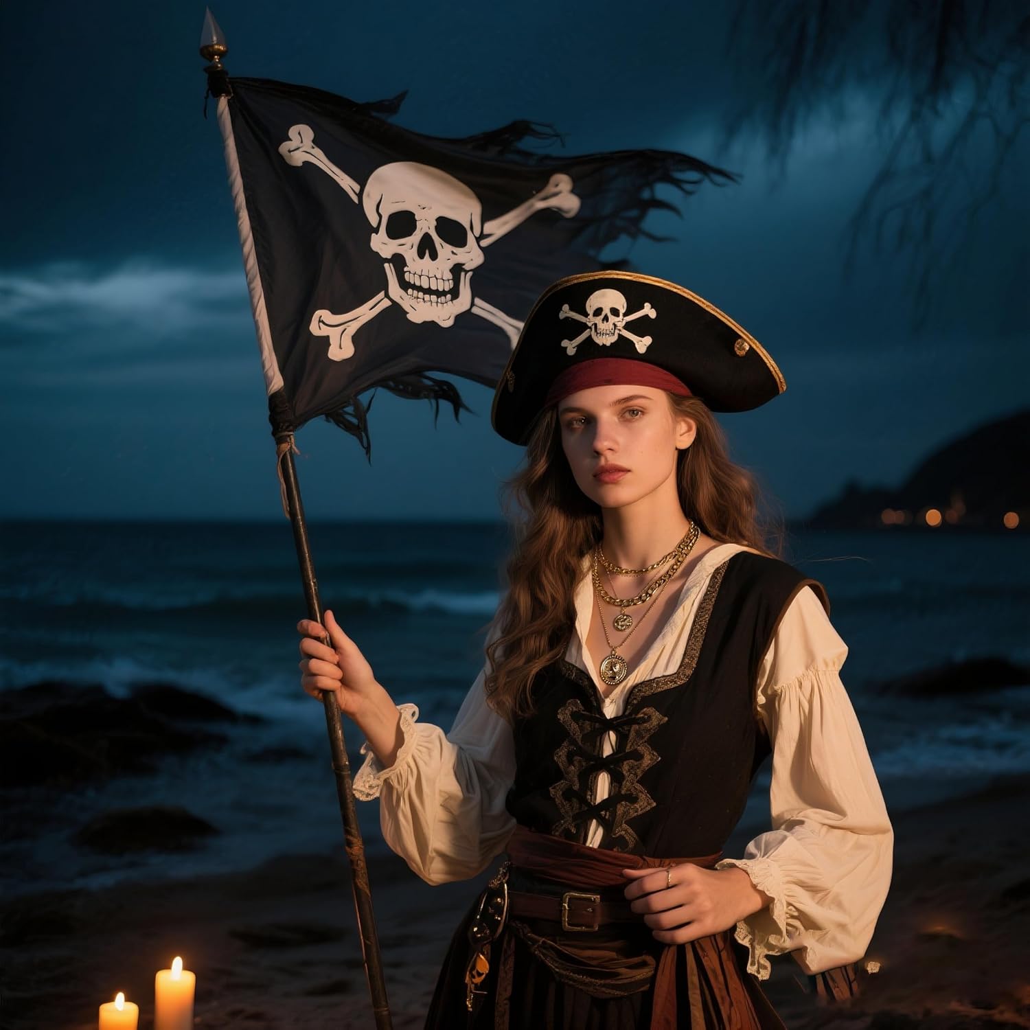 Layered Gold Pirate สร้อยคอผู้ - Women'S Accessories In The 80S บทวิจารณ์และราคา